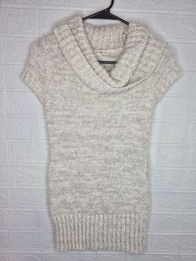 Forever 21 Cream Marled Cowl Neck Short-Sleeve Sweater